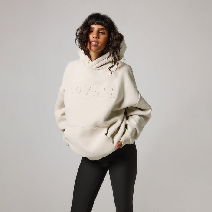 Heavyweight Embossed Oversized Hoodie - Ecru