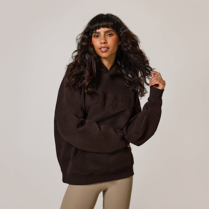 Heavyweight Embossed Oversized Hoodie - Espresso Brown