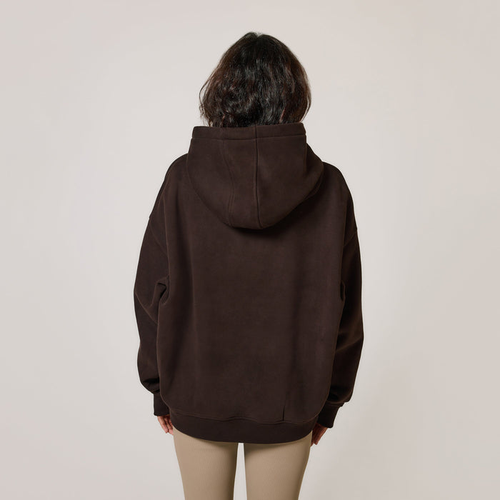 Heavyweight Embossed Oversized Hoodie - Espresso Brown