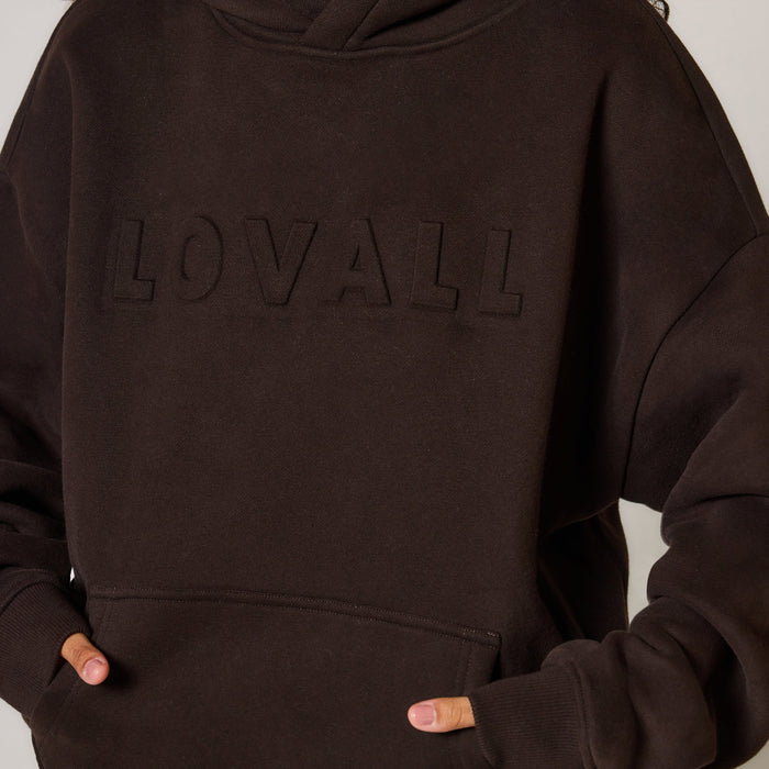 Heavyweight Embossed Oversized Hoodie - Espresso Brown
