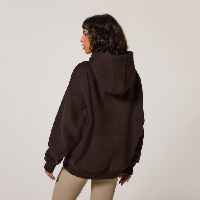 Heavyweight Embossed Oversized Hoodie - Espresso Brown