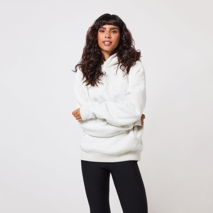 Heavyweight Embossed Oversized Hoodie - Light Grey Marl