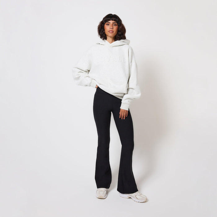 Heavyweight Embossed Oversized Hoodie - Light Grey Marl
