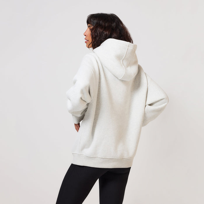 Heavyweight Embossed Oversized Hoodie - Light Grey Marl