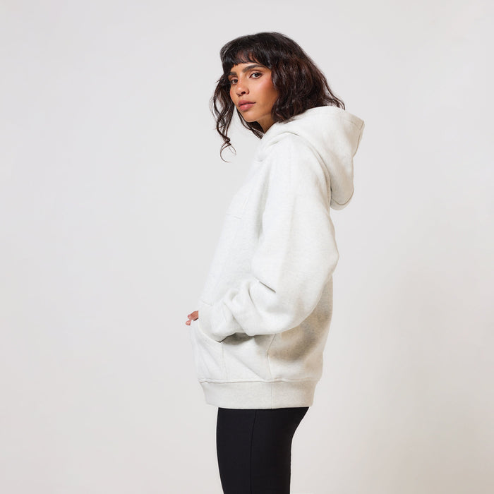 Heavyweight Embossed Oversized Hoodie - Light Grey Marl