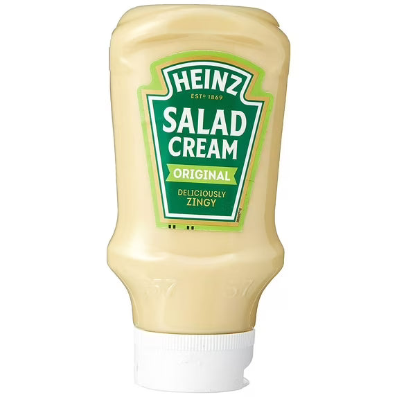 Heinz Salad Cream Original in a 425g squeezable plastic bottle with a yellow flip-top cap and green label branding.
