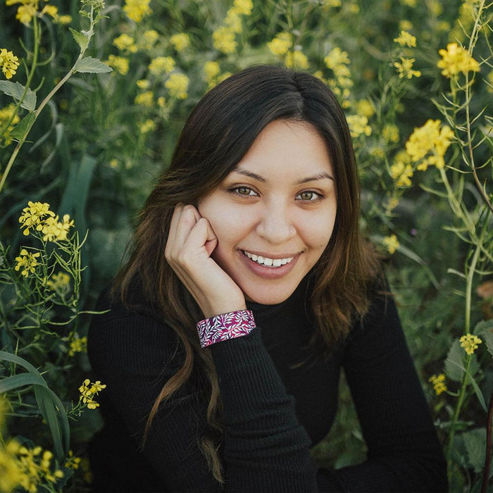 Lifestyle portrait style with smiling model wearing Hope Over Fear