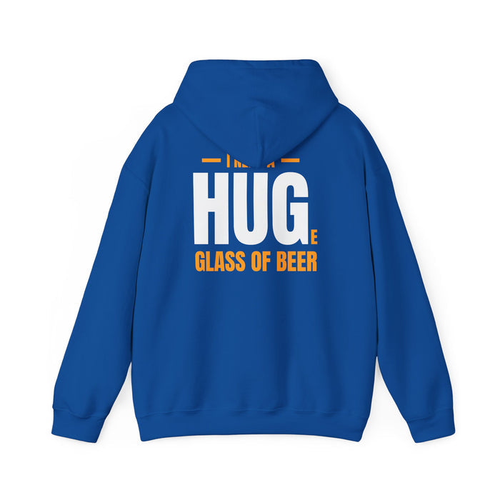 black hoodie with i need a huge glass of beer bold graphic for beer lovers