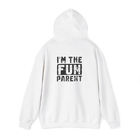 sport grey hoodie with i'm the fun parent funny family slogan design