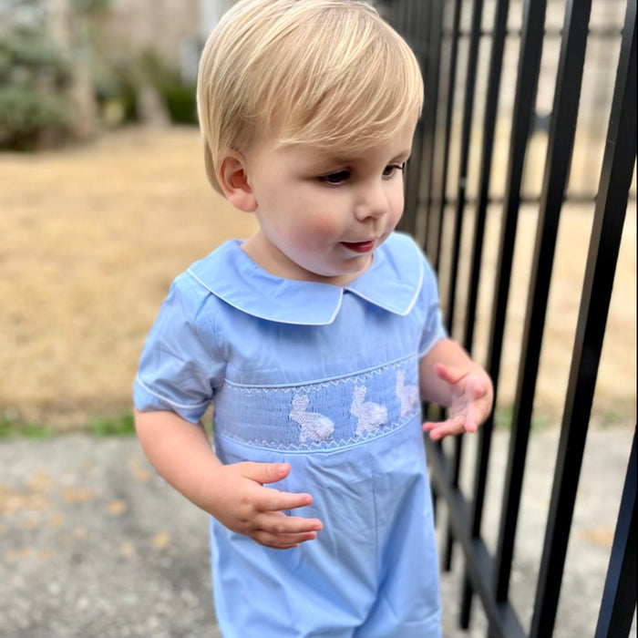 Bunny Smocked Shortall in Blue