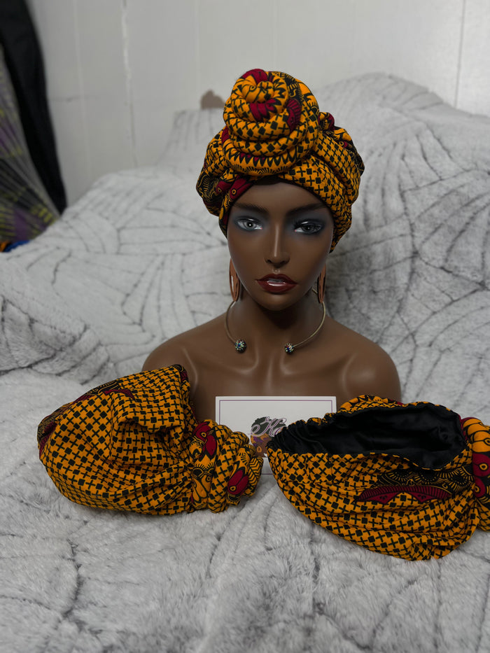 African Print Pre Tied Headwrap.