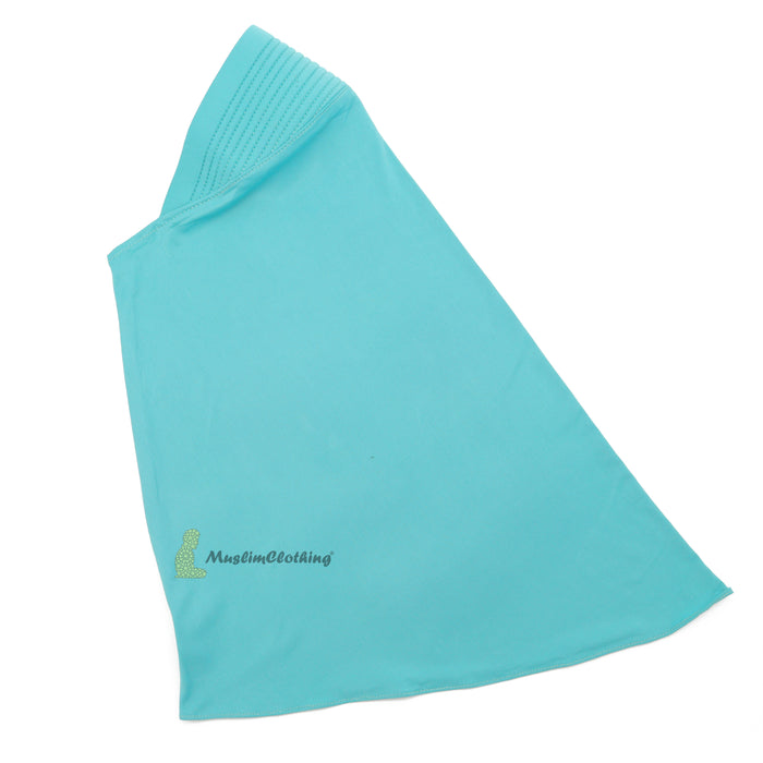 Instant Pull-On Easy Hijab Jilbab In Pastel Turquoise - Padded Visser Shoulder-Length Easy Muslimah Khimar