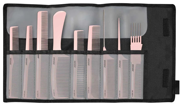 Jaguar 9 Piece Hairdressing Comb Set Pale Rosé