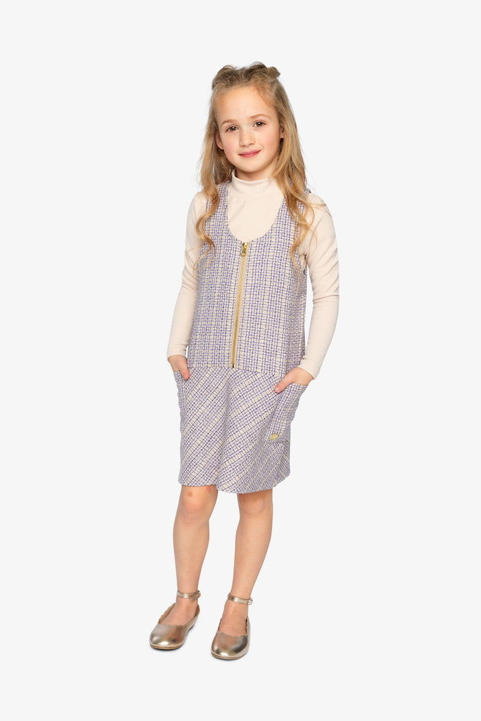 Lookbook: child wearing the Deux par Deux purple checkered jumper