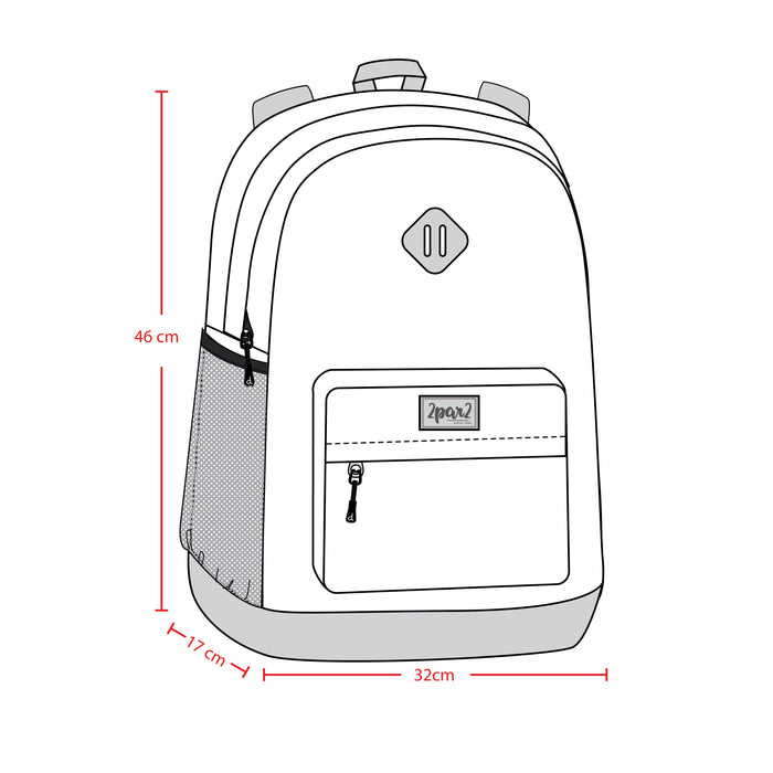 Deux par Deux black controller print kids backpack, product diagram