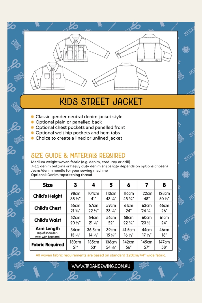 Kids Street Jacket Sewing Pattern