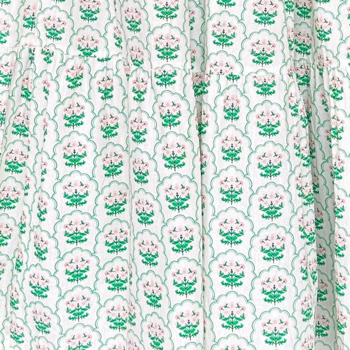 Ladies Skirt in Scallop Pink and Green Floral Print