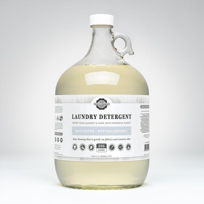 Rustic Strength - Laundry Detergent | 128 oz Glass | Unscented/Hypoallergenic