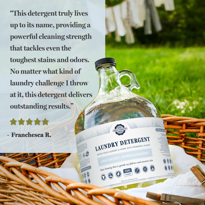 Rustic Strength - Positive Laundry Review from Franchesca R. "This detergent truly lives up to its name, providing a powerful cleaning strength that tackles even the toughest stains and odors. No matter what kind of challenge I throw at it, this detergent delivers outstanding results."