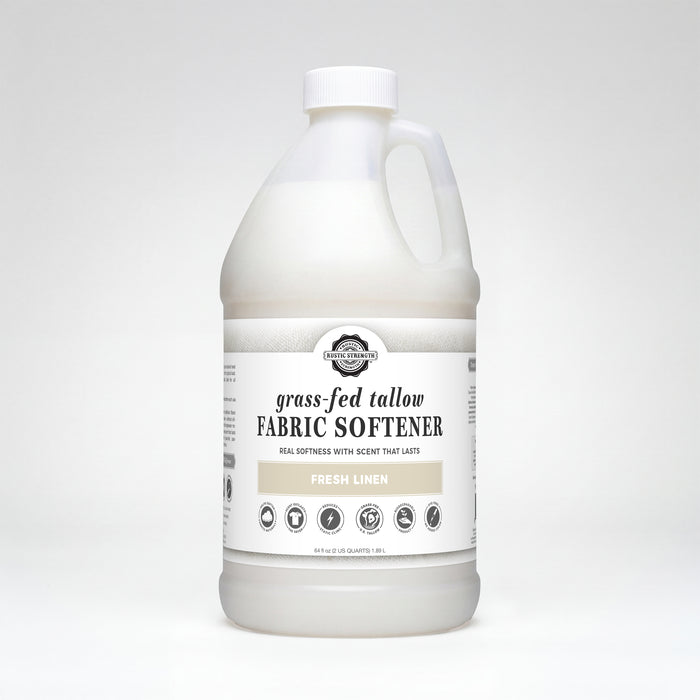 Rustic Strength: Grass-Fed Tallow Fabric Softener | 64oz Plastic | Fresh Linen
