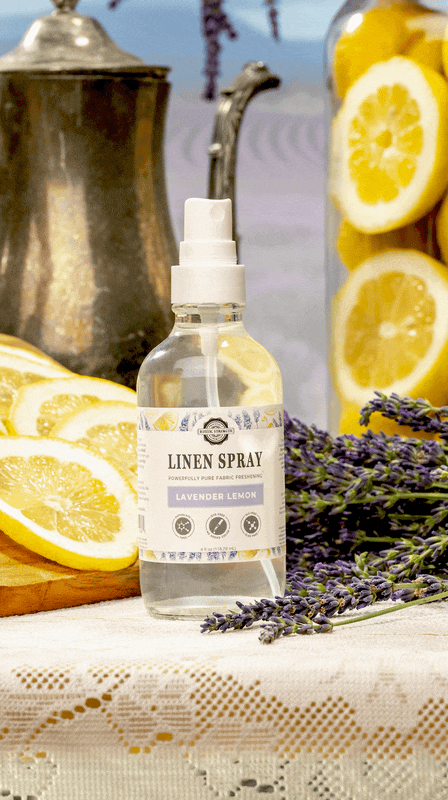 Animated GIF - Rustic Strength | Linen Spray | 4oz Glass Spray Bottle | Lavender & Lemon