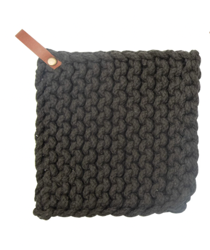 Leather Loop Crocheted Pot Holder