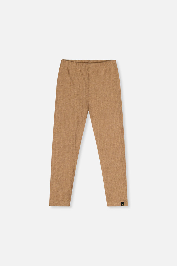 Deux par Deux girls' brown chevron jacquard leggings, front view