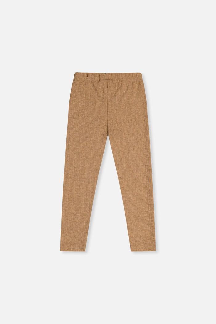Deux par Deux girls' brown chevron jacquard leggings, back view