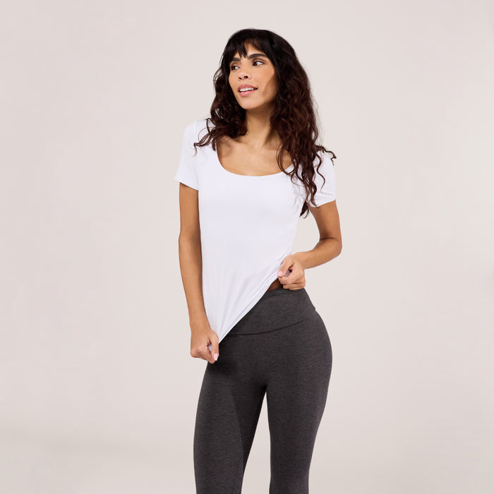 Lightweight Short Sleeve Top - White