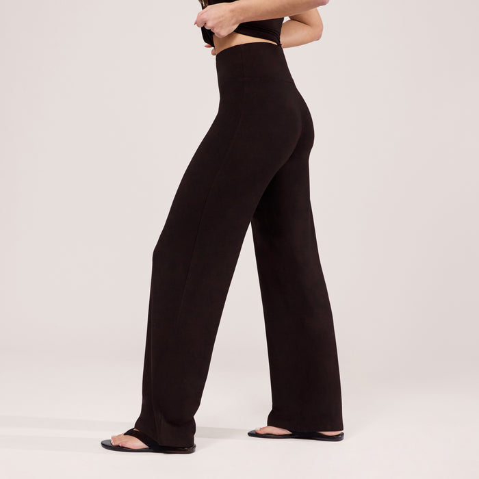 Lightweight Wide Leg Trousers - Black Coffee