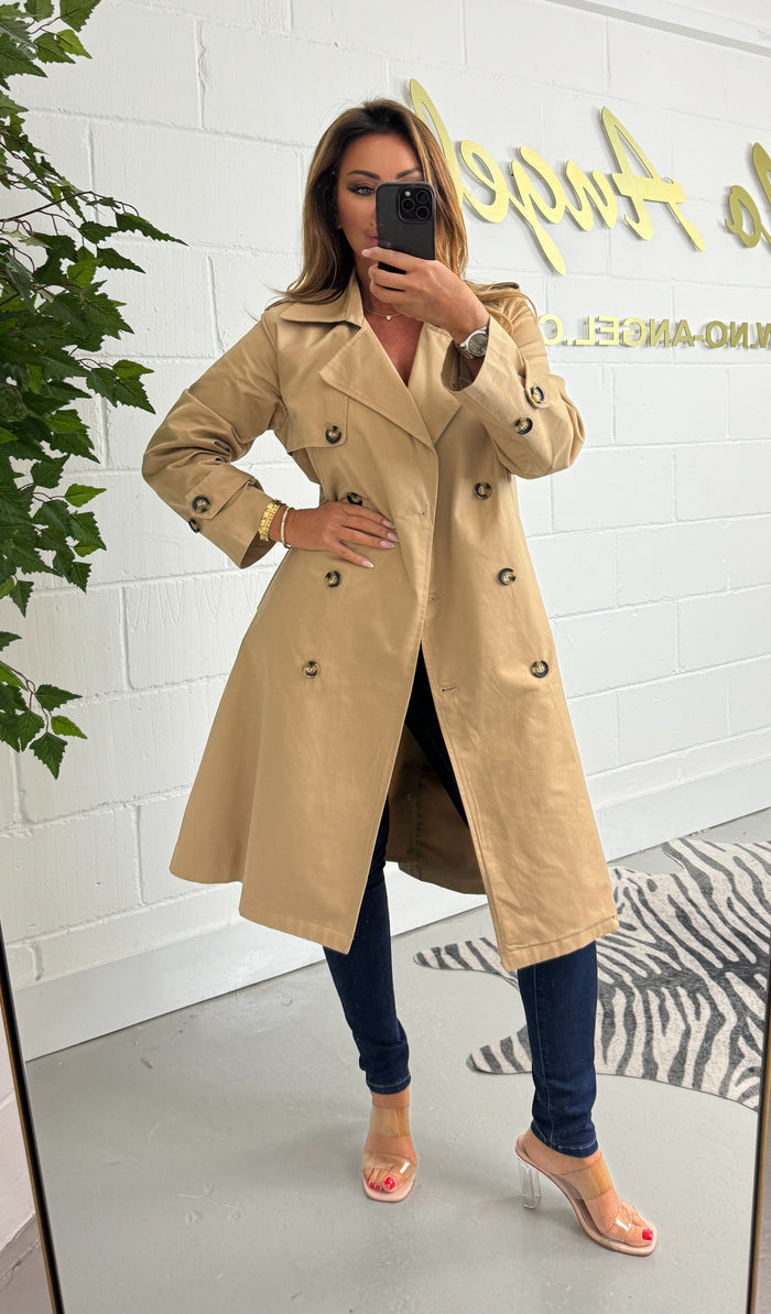 Long Mac Trench Coat With Tie Belt (2 Colours)