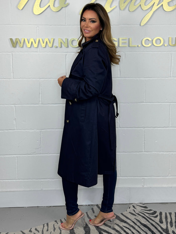 Long Mac Trench Coat With Tie Belt (2 Colours)