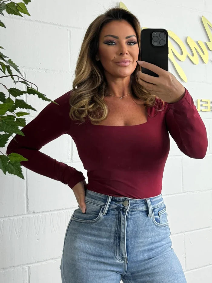 Long Sleeve Square Neck Top (4 Colours)