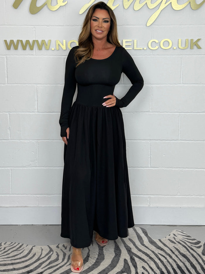 Long Sleeve T-Shirt Maxi Dress (2 Colours)