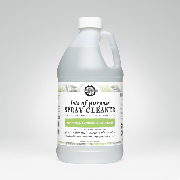 Rustic Strength, Lots of Purpose Spray Cleaner, Half Gallon, Plastic Jug, Bergamot & Cypress