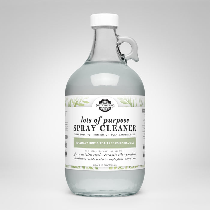 Rustic Strength, Lots of Purpose Spray Cleaner, Half Gallon, Glass Jug, Rosemary Mint & Tea Tree