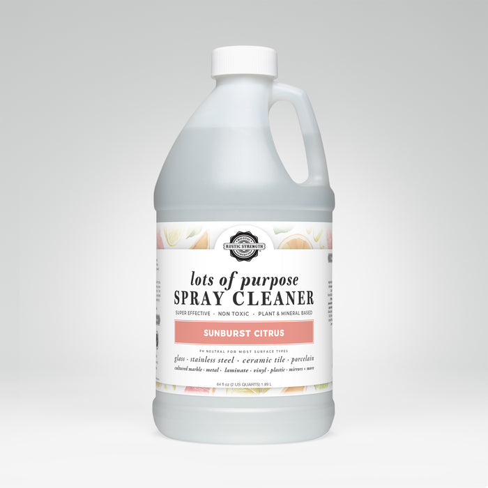 Rustic Strength, Lots of Purpose Spray Cleaner, Half Gallon, Plastic Jug, Sunburst Citrus