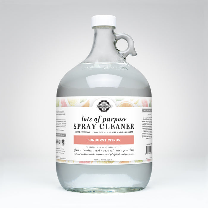 Rustic Strength, Lots of Purpose Spray Cleaner, 1 Gallon, Glass Jug, Sunburst Citrus