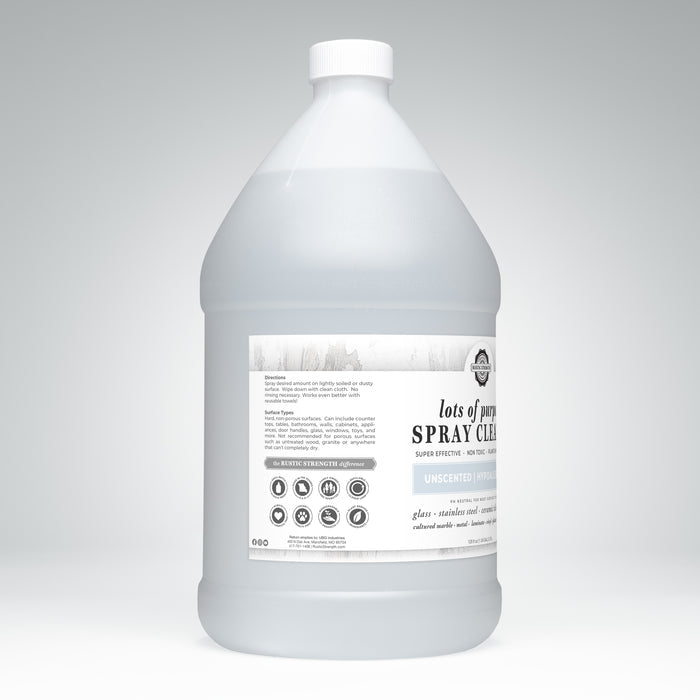Rustic Strength, Lots of Purpose Spray Cleaner, 1 Gallon, Plastic Jug, Right Side View, Unscented