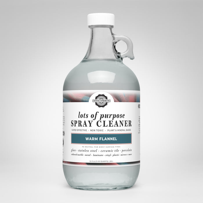 Rustic Strength, Lots of Purpose Spray Cleaner, Half Gallon, Glass Jug, Warm Flannel