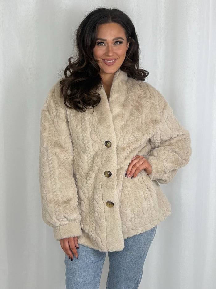 Luxury Faux Fur Short Cable Design Jacket (6 Colours)