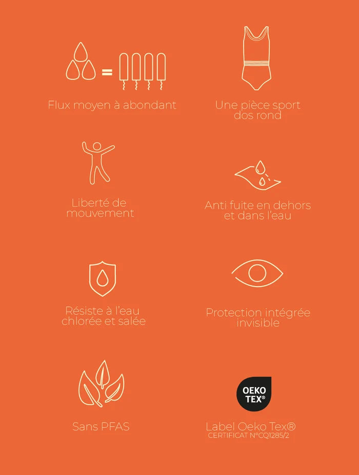 Maillot de bain menstruel Uranie pour ados