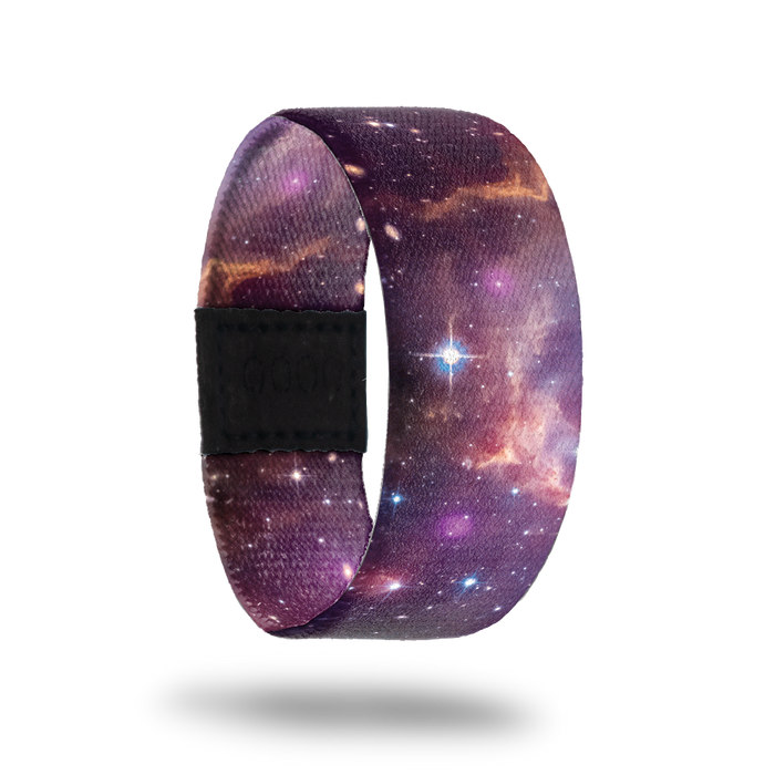 Outside design of Make Mistakes. Open space design with a few spread out stars with the space colors with shades of purple and a little orange