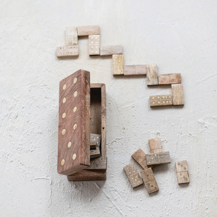 Mango Wood Dominoes Set