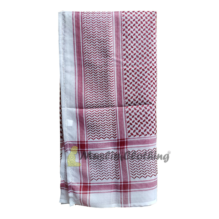 Maroon White Keffiyeh Palestine Arafat Scarf Shawl 120x120cm