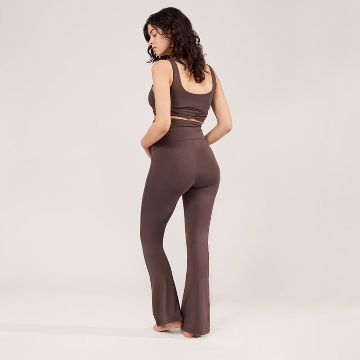 Maternity lightweight Flare Leggings - Espresso Brown
