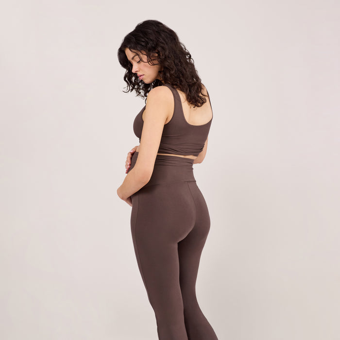 Maternity lightweight Flare Leggings - Espresso Brown