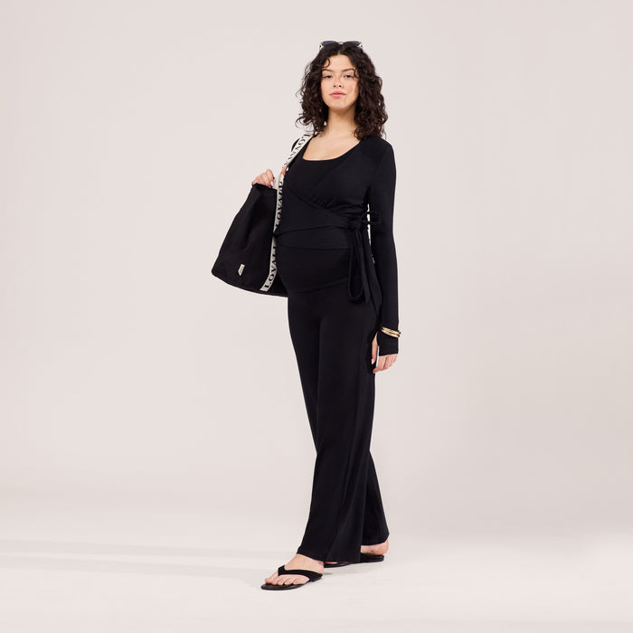 Maternity Lightweight Wide Leg Trousers - Black