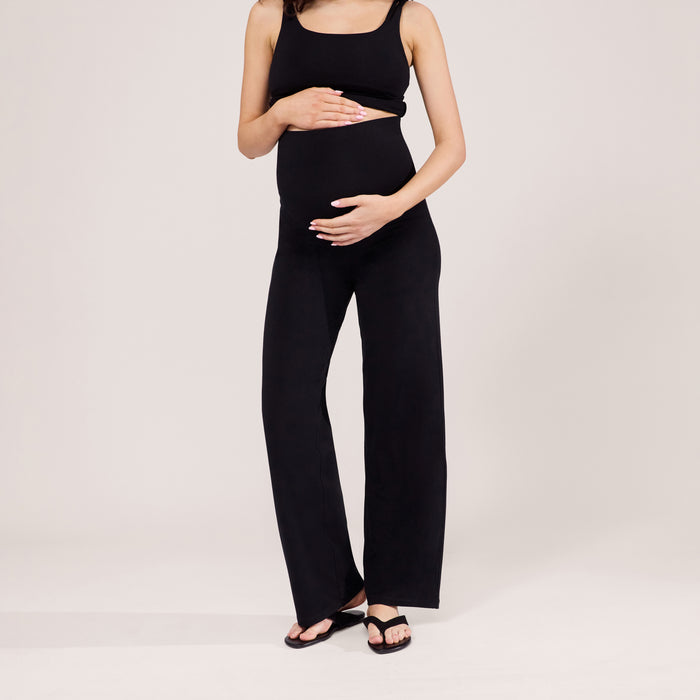 Maternity Lightweight Wide Leg Trousers - Black