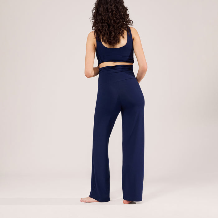Maternity Lightweight Wide Leg Trousers - Navy